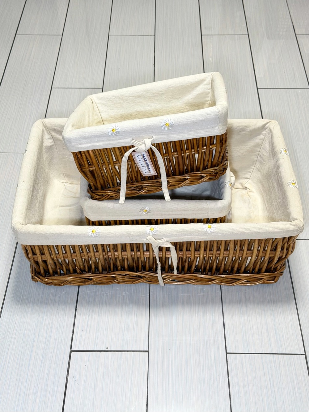 Natural Storage Solutions 3-piece Storage Baskets with Daisy Liners